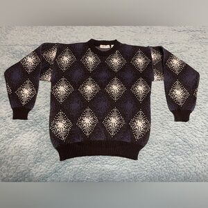 Vintage Ash Creek Trading Men’s Sweater Size S Blue/Black/White 100% Acrylic